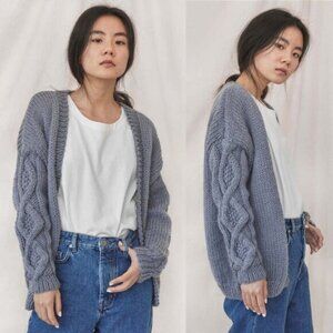 The Knotty Ones Alpaca Wool Blend Chunky Cable Knit Tommy Cardigan